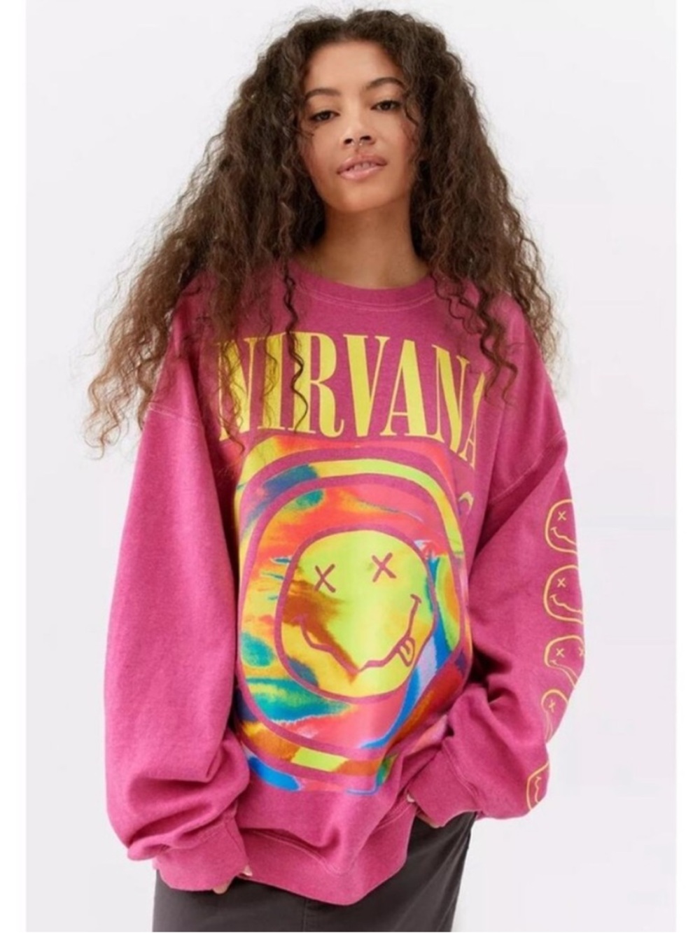Urban Outfitters Nirvana Crewneck Pink Sweatshirt Size L/XL